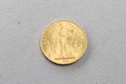  Pièce en or de 20 francs au génie 1876 A 
TTB. 
Poids : 6.42 g.