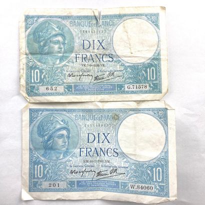 null 
38 banknotes denominated in francs : 




- Five francs "Violet" 1933 (x2)....