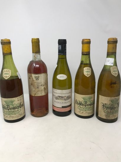 null 5 bouteilles VINS BLANCS (Chablis de Luze 65, Sauternes, Saint-Véran)
