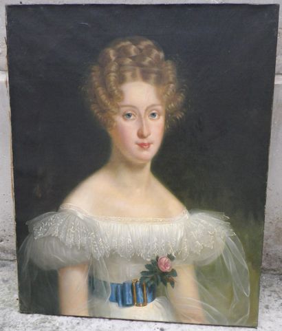 null FRENCH SCHOOL XIXth century

Young woman in lace dress, oil on canvas,

76 x...