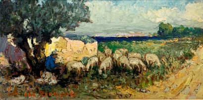 null VAN DEN BUSSCHE Ferdinand (1892-1975)

The Shepherd at Rest with his Flock

Oil...