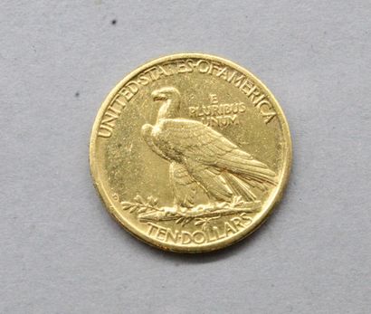 null Pièce en or de 10 dollars " Indian Head - Eagle " sans devise, 1908 D. 

L'un...