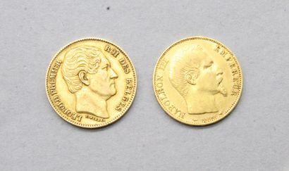 null Lot de 2 pièces en or comprenant : 

- 1 pièce en or de 20 Francs Napoléon III...
