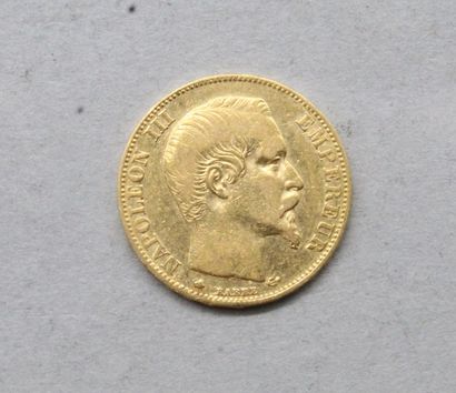 null Gold coin of 20 francs Napoleon III bare head 1858 BB.

BB : workshop Strasbourg.

TB...