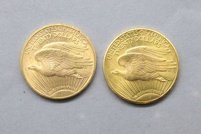 null Lot de deux pièces en or de 20 dollars "Saint-Gaudens - Double Eagle" (1922...