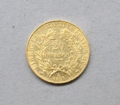 null Pièce en or de 20 francs Cérès IIème République 1851 A.

A : atelier Paris.

TB...