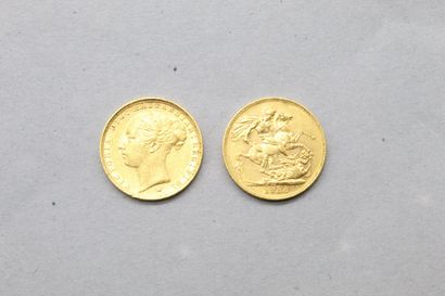 null Lot composé de deux souverains en or Victoria (1886)

Poids : 15,94 g.