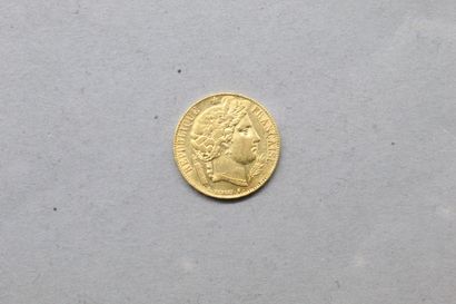 Pièce en or de 20 francs Cérès IIème République...