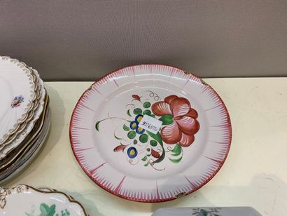 null Manette d'assiettes en porcelaine dont Meissen et divers à décor polychromes...