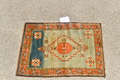 null Konya (Turkey), 1980. 

Wool velvet on wool foundation. 

Abraded celadon green...