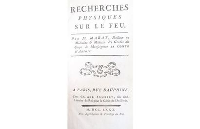 null MARAT (Jean-Paul). Recherches physiques sur le feu. Paris, Jombert fils, 1780....