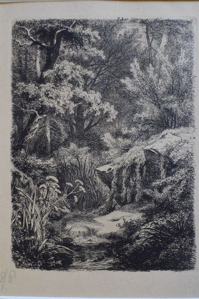 null BLERY Eugène (1805-1887)

Le ruisseau, 1849

Eau forte sur papier, signée et...