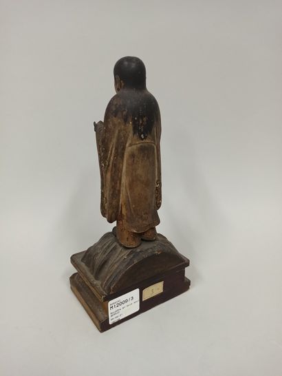 null JAPON - XIXe siècle

Statuette en bois laqué or et polychrome d’un boddhisattva...