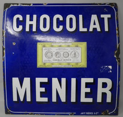 null MENIER plaque émaillée. CHOCOLAT MENIER, une plaque de chocolat " aux médailles...