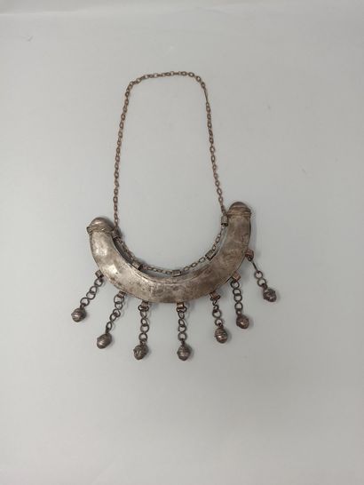 null Pectoral ornament of semicircular form out of silver plated copper heightened...
