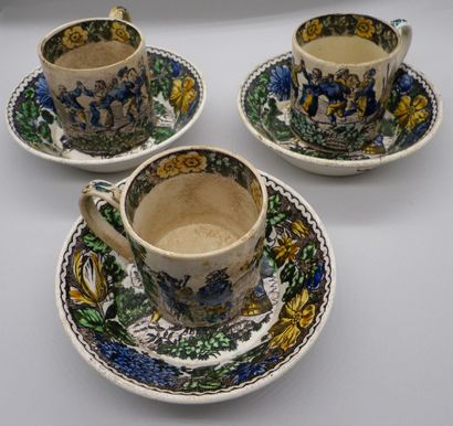 MONTEREAU

Three litron cups and their saucers...
