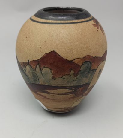 null 
CIBOURE, Richard LE CORRONE (1909-1977).

Small enamelled stoneware vase decorated...