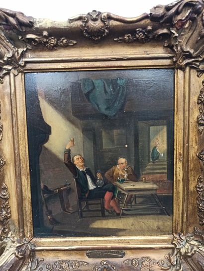 null 
HOLLAND SCHOOL First half of the 19th century



Two drinkers in an interior.



Oil...