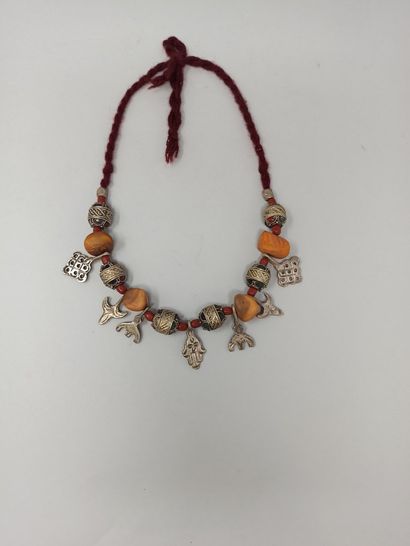 Berber necklace alternating enameled metal...