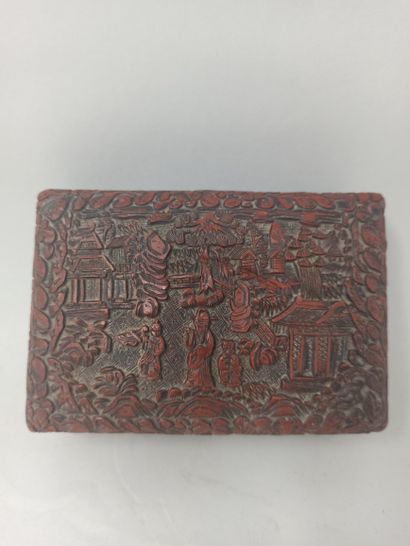 
CHINA

Rectangular lacquer box with relief...