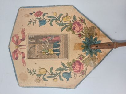 null Three hand screens, circa 1800

Octagonal in shape, decorated with gouache engravings...