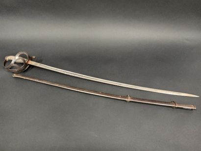 null Cavalry saber. Wraparound iron guard. Fuse in stingray. Blade with remains of...