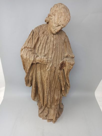 null Sculpture en bois en ronde-bosse sculptée représentant un saint.

XVIII ème...