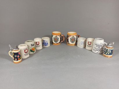 null Lot of 11 miniature beer mugs including 2 fake ones.
