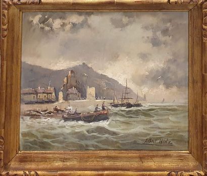 null HIRTZ Albert (1898-1976)

Canoe leaving the harbor in a swell

Oil on canvas...