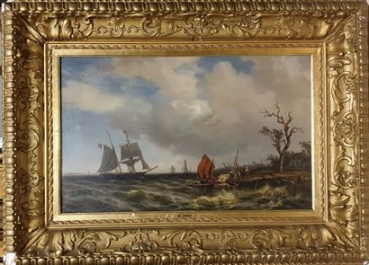 null STOCK Henri Charles, in the style of

Sailboats near a coast,

oil on canvas...