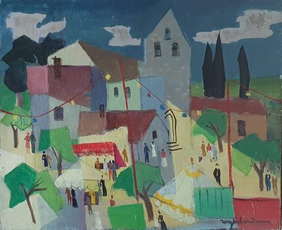 null MODERN SCHOOL 

Village festival,

oil on canvas (small accidents), apocryphal...