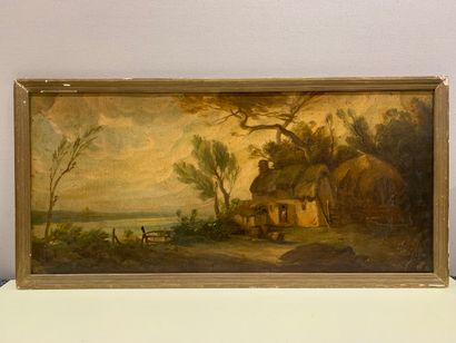 null FRENCH SCHOOL 

Cottage, 

Oil on canvas mounted on panel.

Soiling, missing...