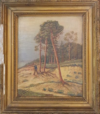 null CHARRIER S (XX-XXI)

the woodcutter, 

oil on panel, signed lower left, bears...