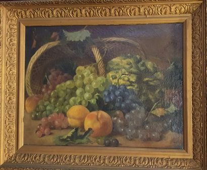 null FRENCH SCHOOL XIXth century 

Still life with grapes and peaches

oil on canvas...