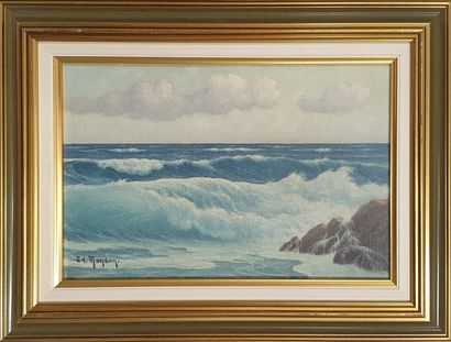 null MANDON Édouard, 1885-1977,

Waves and rocks,

oil on canvas, signed lower right,...