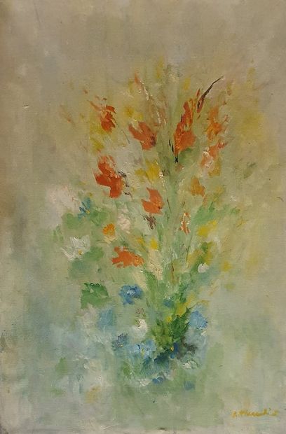 null MODERN SCHOOL [ R. THERALIS ??] 

Country flowers

Oil on canvas, signature...
