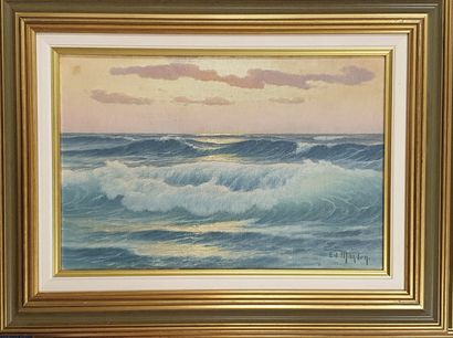 null MANDON Édouard, 1885-1977,

Waves at dusk,

oil on canvas, signed lower right,...