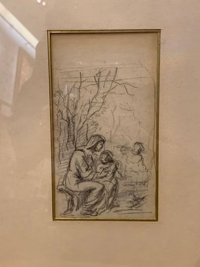 null XIXth century SCHOOL 

Bather - mother and children

Two drawings in graphite...