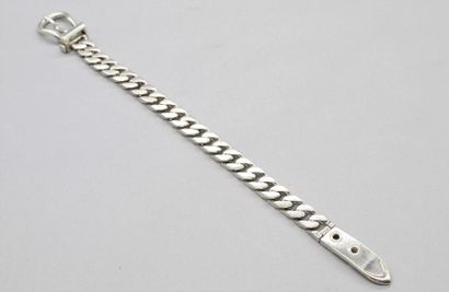 null HERMÈS PARIS 

Silver bracelet belt model with curb chain. 

Signed. 

Crab...