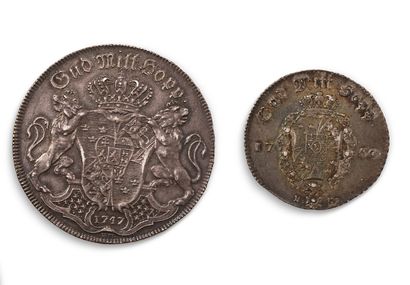 null SUÈDE - FRÉDÉRIK

Lot de deux monnaies en argent : 

- Riksdaler 1747, KM :...