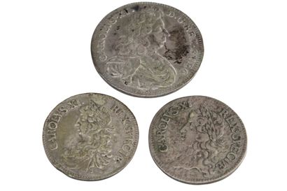 SWEDEN - CHARLES XI 
Lot of three silver...