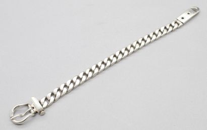 null HERMÈS PARIS 

Silver bracelet belt model with curb chain. 

Signed. 

Crab...