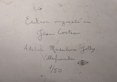 null Jean COCTEAU (1889 - 1963)

« Étéocle& Polynice ». Assiette en terre blanche,...