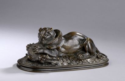 null BARYE Antoine Louis, after

Tiger devouring a gavial

bronze group with a shaded...