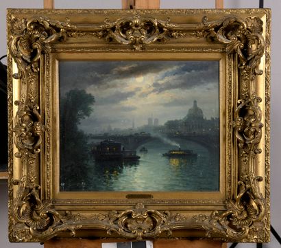 null TIMMERMANS Louis, 1846-1910

La Seine au clair de lune vue du Pont Royal, 1903

huile...