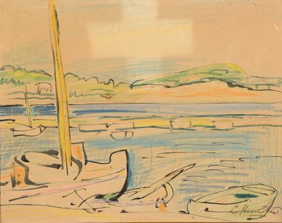 null HUNTER Georges Leslie, 1877-1931

Le port de l’Olivette, Cap d’Antibes

plume,...