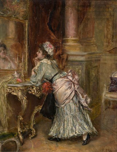 null GARRIDO Édouard Léon, 1856-1949

Élégante au miroir

huile sur panneau, signé...