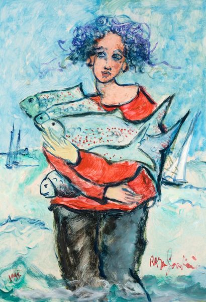 null RAYA-SORKINE Alain, né en 1936

Femme aux poissons, 1999

huile sur carton plume...