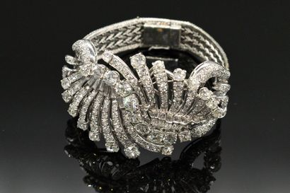 null 18K (750) white gold bracelet with transformation, adorned with two removable...