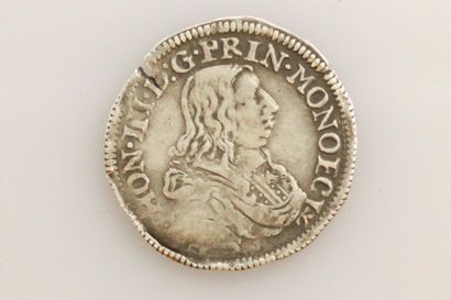  MONACO - Honoré II 
Douzième d'écu d'argent ou 5 sols 1658 
Gad : MC16 
Frappe irrégulière,...